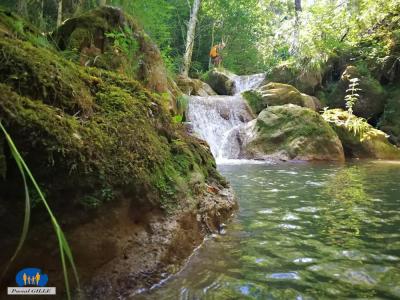 Cascades au milieu des roches couvertes de mousse -  105709a